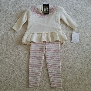 Aspen kids two piece set cream and pink